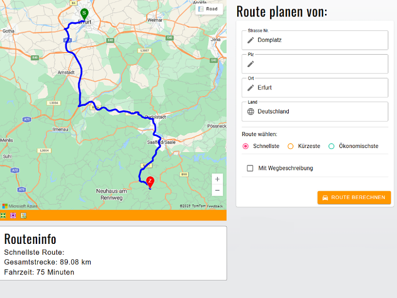 Anfahrtsplanung mit Azure Maps